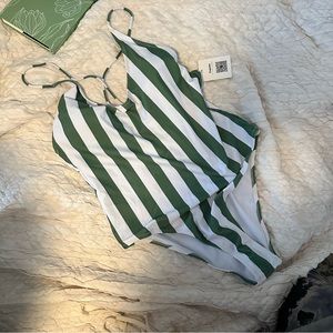 3/$30! Cupshe cabana-striped one-piece strapping suit NWT (flawed)